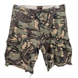 Vintage 90s Y2K American Eagle Camo Camouflage Canvas Cargo Shorts Mens Size 32